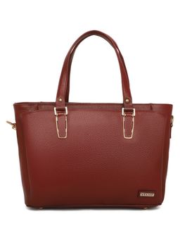 Stamp - Leather Cherry Color Handbag with Detachable Strap