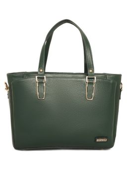 Stamp - Leather Green Color Handbag with Detachable Strap