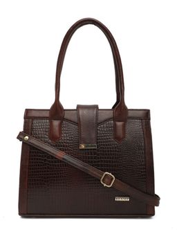 Stamp - Leather Brown Color Handbag with Detachable Strap