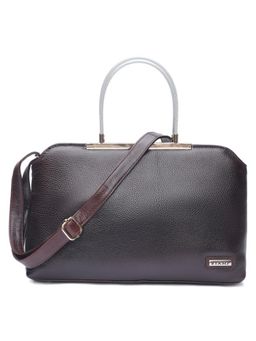Stamp - Leather Brown Color Handbag with Detachable Strap