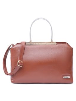 Stamp - Leather Tan Color Handbag with Detachable Strap