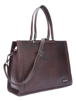 Stamp - Leather Brown Color Handbag with Detachable Strap