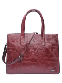 Stamp - Leather Cherry Color Handbag with Detachable Strap