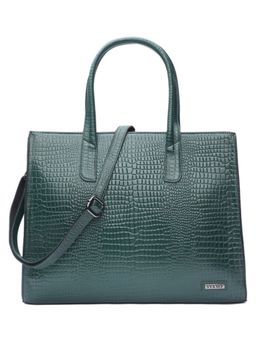 Stamp - Leather Green Color Handbag with Detachable Strap