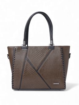 Stamp - Leather Chiku Color Handbag with Detachable Strap