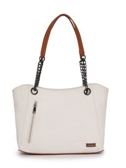 Stamp - Womens White Vegan Leather Handbag with Detachable Strap