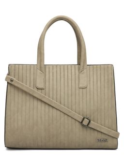Stamp - Leather Chiku Color Handbag with Detachable Strap