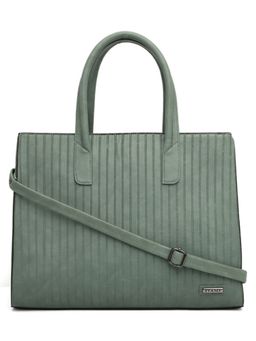Stamp - Leather Green Color Handbag with Detachable Strap