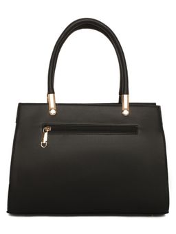 Stamp - Leather Black Color Handbag with Detachable Strap