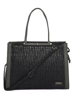 Stamp - Womens Black Vegan Leather Handbag with Detachable Strap