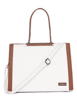 Stamp - Womens White Vegan Leather Handbag with Detachable Strap