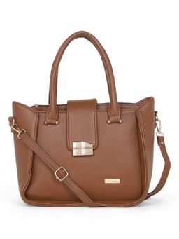 Stamp - Leather Chiku Color Handbag with Detachable Strap
