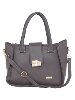 Stamp - Leather Darkgray Color Handbag with Detachable Strap