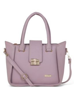 Stamp - Leather Purple Color Handbag with Detachable Strap
