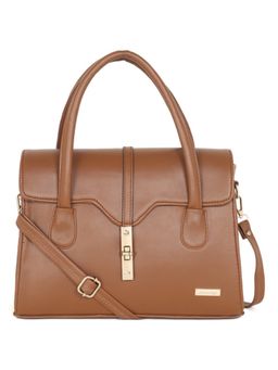 Stamp - Leather Chiku Color Handbag with Detachable Strap