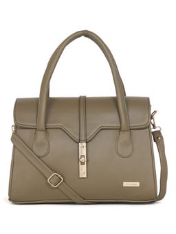 Stamp - Leather Green Color Handbag with Detachable Strap