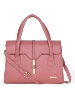 Stamp - Leather Pink Color Handbag with Detachable Strap