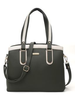 Stamp - Leather Black Color Handbag with Detachable Strap