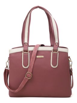 Stamp - Leather Pink Color Handbag with Detachable Strap