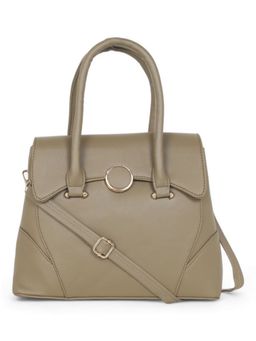 Stamp - Leather Green Color Handbag with Detachable Strap