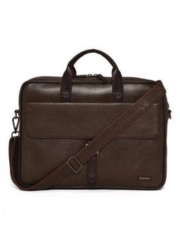 Stamp - Leather Rust Unisex Laptop Bag with Detachable Strap