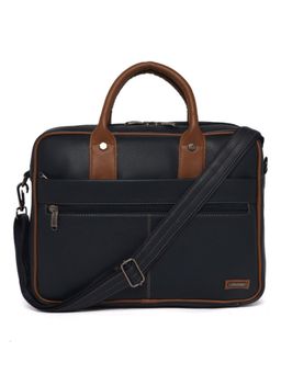 Stamp - Leather Blue Unisex Laptop Bag with Detachable Strap