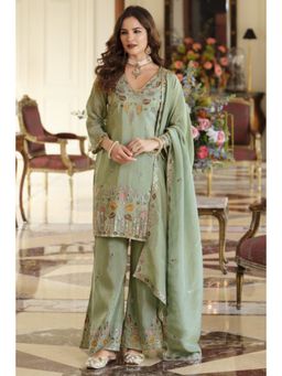 Autumnlane - Areesa Pista Full Work Kurta with Palazzo & Dupatta