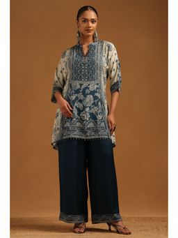 Soch - Women's Indigo Muslin Botanical Co-Ord Set