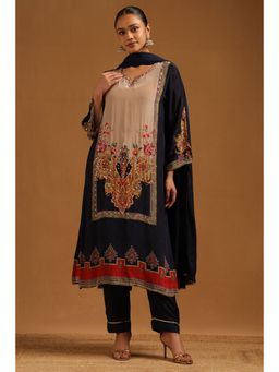 Soch - Women's Navy Blue Crepe Kurta and Pant with Dupatta