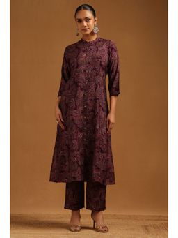 Soch - Women's Wine Muslin Paisley Print Co-Ord Set
