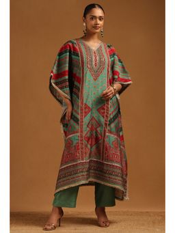 Soch - Women's Teal Muslin Kaftan & Pant