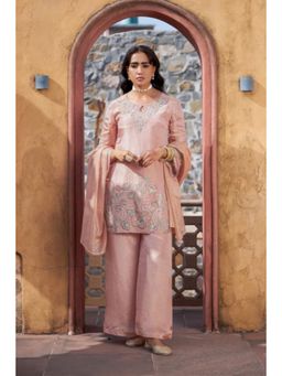 Autumnlane - Mihika Salmon Full Work Kurta with Palazzo & Dupatta