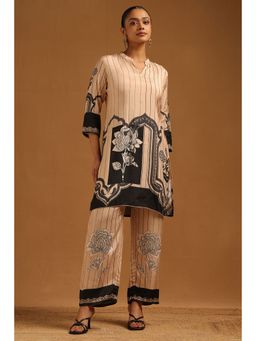 Soch - Women's Beige Muslin Floral Co-Ord Set