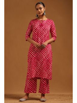 Soch - Women's Fuchsia Rayon Leheriya Printed Co-Ord Set