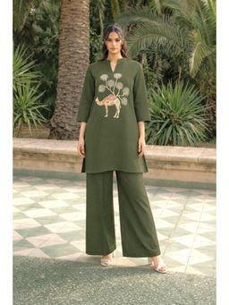 Autumnlane - Bahara Olive Embroidered Co-Ord Set