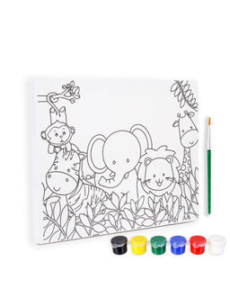 Little Birdie - Pre -Printed Canvas with Colours Jungle Friends Painting Kit L10 x W8 Inch