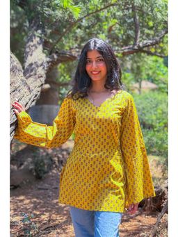 Tanoti - Yellow Anisa Short Cotton Kurti