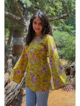 Tanoti - Yellow Anisa Short Cotton Kurti