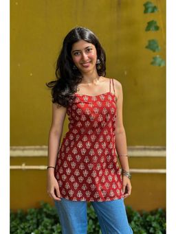 Tanoti - Maroon Maitri Short Cotton Kurti