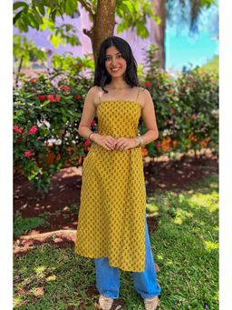 Tanoti - Yellow Sakhi Long Cotton Kurta