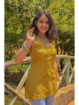 Tanoti - Yellow Yara Short Cotton Kurti