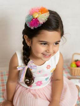 Choko - Girls Multi-Colour Fascinator Hair Clip with Smiley Heart Accent
