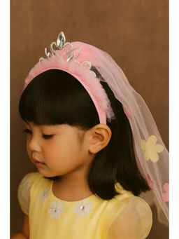 Choko - Girls Pink Crown Hairband with Veil