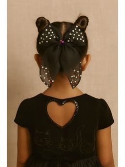 Choko - Girls Black Organza Bow Alligator Clip with Halloween Theme