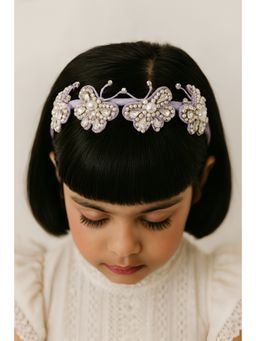 Choko - Girls Purple Butterfly Hairband with Pearl Accents