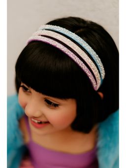 Choko - Girls Multi-Colour Beaded Satin Hairbands Set (Pack of 3)