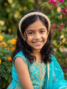 Choko - Girls Gold Pearl Embellished Hairband with Delicate Trim