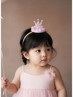 Choko - Girls Pink Confetti Crown Headband with Soft Elastic