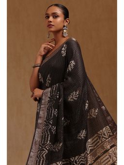 Soch - Black Art Silk Woven Saree with Unstitched Blouse Piece