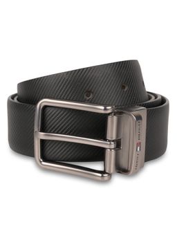 Tommy Hilfiger - Archie Reversible Mens Leather Belt Textured Black - Brown